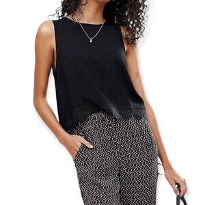 Black Bohemian Lace Embroidered Tank Top